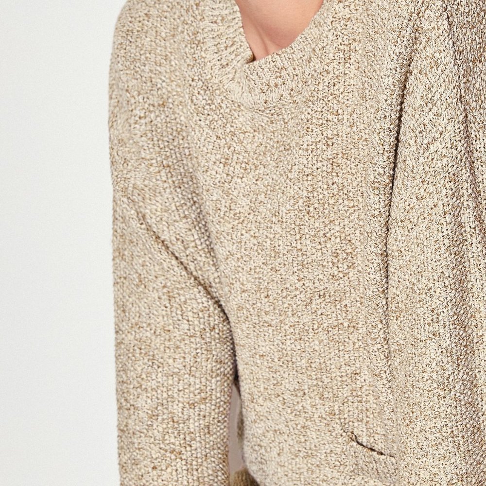 KHAKI  PREPPY WOMENS MARLED KNIT SWEATER & SKIRT SET - Picture 4 of 5
